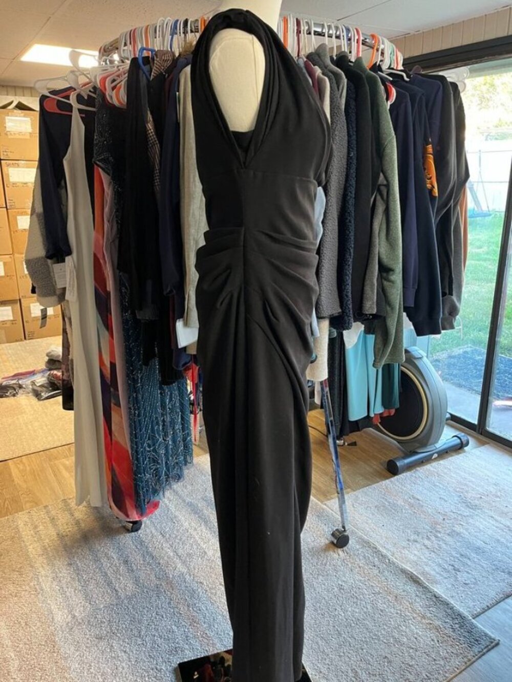 Vince Camuto Draped One-Shoulder Crepe Gown Black Size 6 NWT - Picture 8 of 13